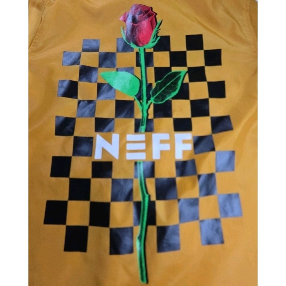 Neff Mustard Yellow Rose Checked WINDBREAKER  Jacket Mens SKATEBOARD Size M